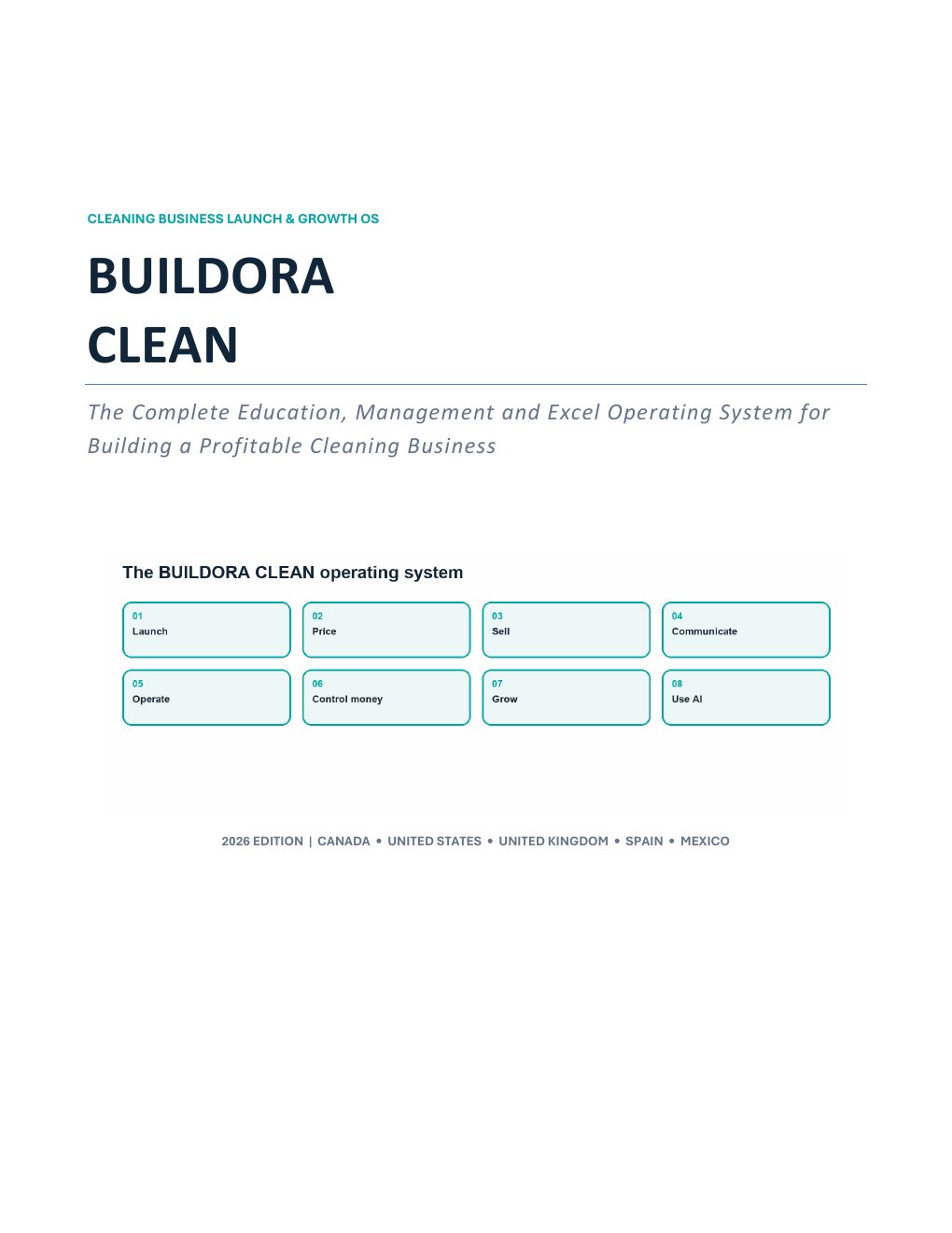 BUILDORA CLEAN education, management and Excel operating system for cleaning businesses