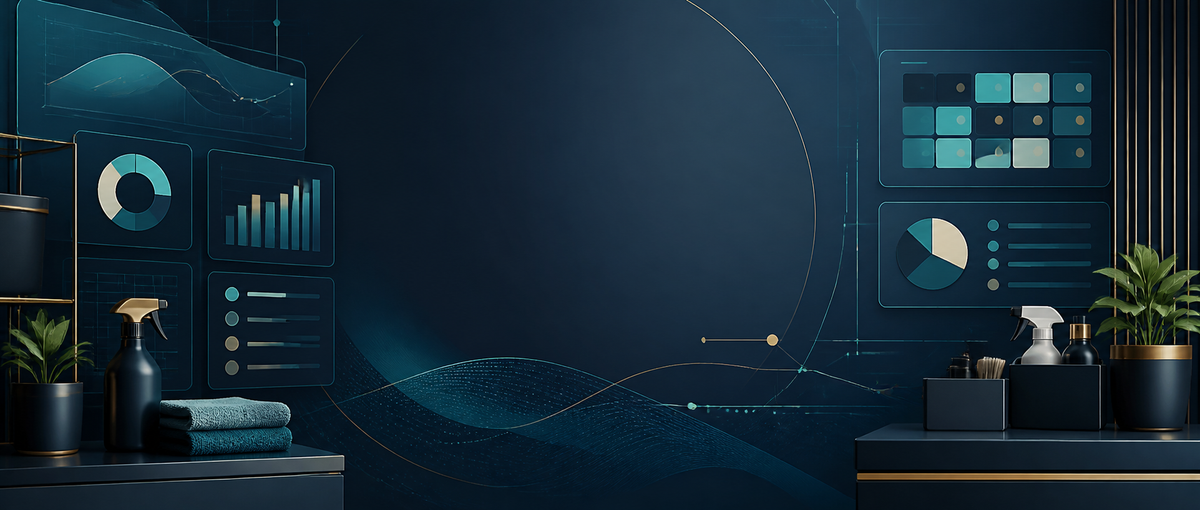 Abstract BUILDORA SYSTEMS command-center banner in navy and teal
